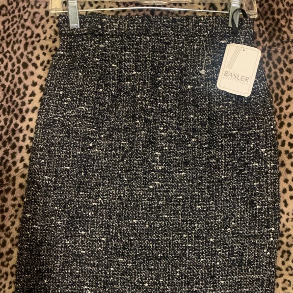 Basler Black White Silver Wool Blend Pencil Skirt - Size 34 BRAND NEW!!